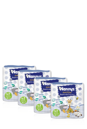 Nannys MONTHLY PACK Sensitive No1 (2-5Kg) New Born 148τμχ. + ΔΩΡΟ 36τμχ. (184τμχ.)