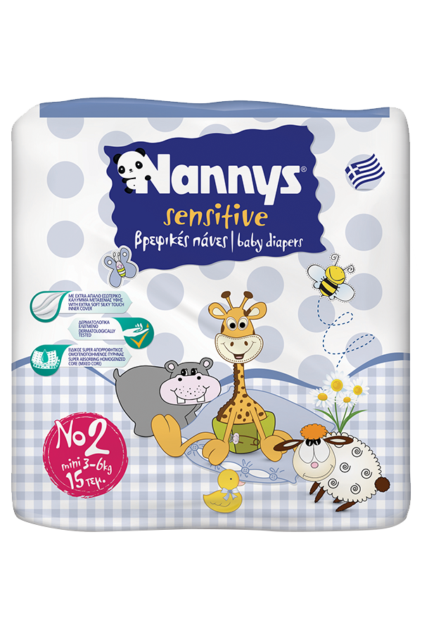 Nannys Sensitive No2 Mini (3-6Κg) 15τμχ.