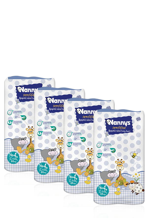 Nannys MONTHLY PACK Sensitive No4+ Maxi (9-20Kg) 141τμχ. + ΔΩΡΟ 35τμχ. (176τμχ.)