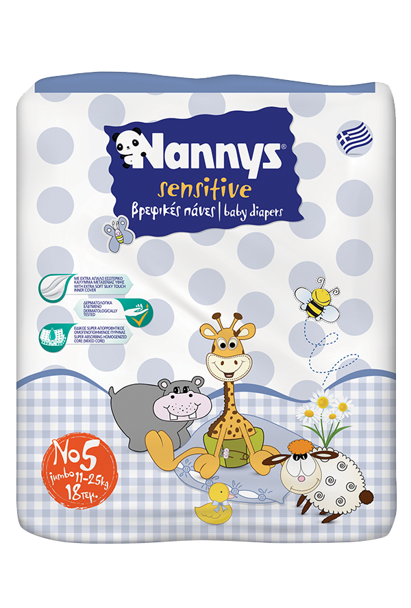 Nannys Sensitive No5 JUMBO (11-25Κg) 18τμχ.