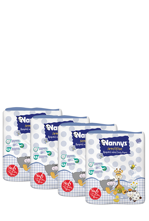 Nannys MONTHLY PACK Sensitive No6 JUMBO (15-30Κg) 52τμχ. + ΔΩΡΟ 12τμχ. (64τμχ.)