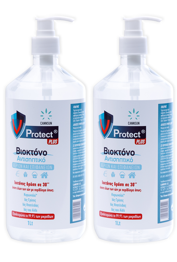 V Protect Plus Pump Αντισηπτικό Χεριών Value Pack 2x1000ml