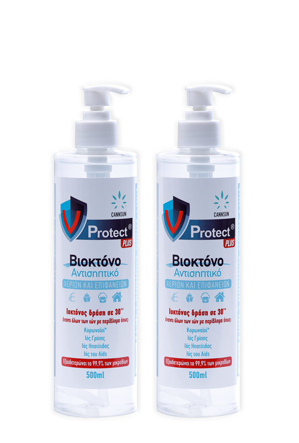 V Protect Plus Pump Αντισηπτικό Χεριών Value Pack 2x500ml