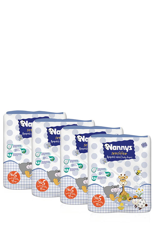 Nannys MONTHLY PACK Sensitive No5 JUMBO (11-25Κg) 58τμχ. + ΔΩΡΟ 14τμχ (72τμχ.)