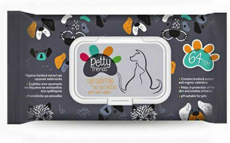 xlarge_20220613125047_petty_friends_mantilakia_skylou_64tmch Nannys Petty Friends 64 Μαντηλάκια Σκύλου για Καθαρισμό Σώματος